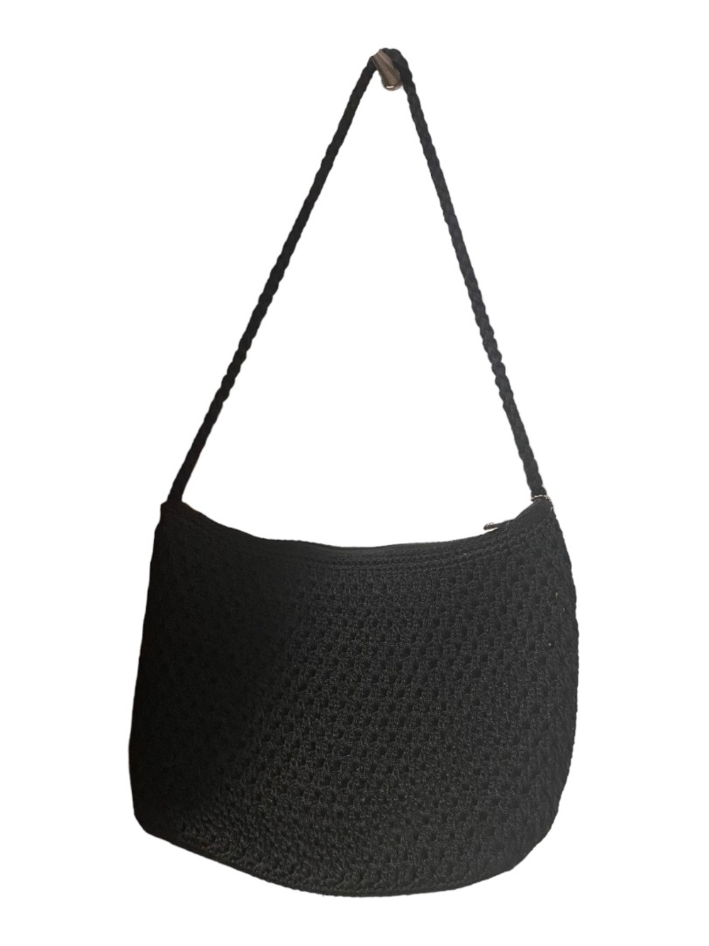 The Sak Black Crochet Knit Shoulder Bag Hobo Purse Classic